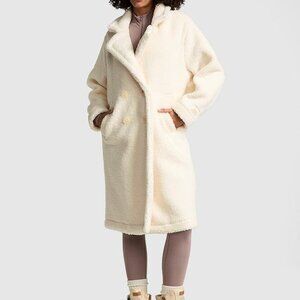 Victoria's Secret PINK Plush Teddy Long Coat - White Shell - Size Large